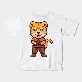 Tiger Martial Arts Cartoon Kids T-Shirt